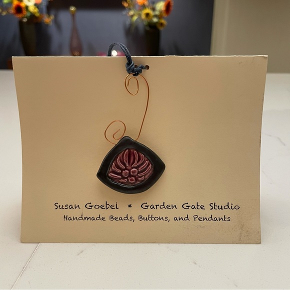 Sign Cancer Zodiac Pendant Astrology Necklace Purple Ceramic Artisan Made - Picture 16 of 16